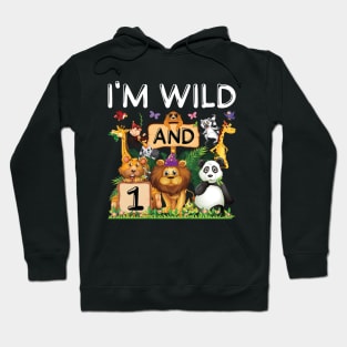 Safari Zoo Animal Lover 1st Birthday Shirt I'm Wild And 1 Birthday Hoodie